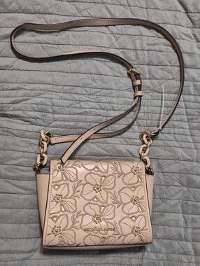 Michael Kors Blush Floral Embroidery And Beaded Crossbody Bag